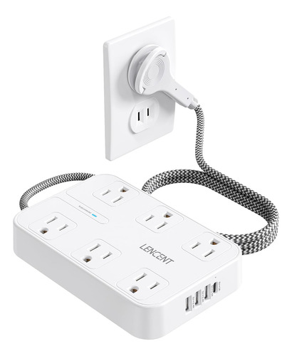 LENCENT Regleta 2 Clavijas, Adaptador 3 a 2, Protector Sobr