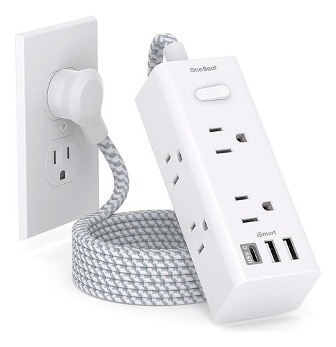 Protector Sobretensiones 10Ft 6 Tomas+3 USB (1 USB C) - Neg