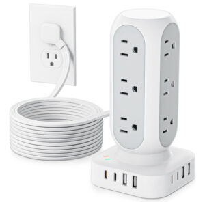 Torre Regleta Protectora 12 Tomas y 8 USB (4 Tipo C) 40W Ca