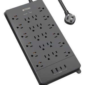Regleta TROND Protector Sobretensiones USB-C, Negra, 22 Tom