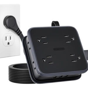 Regleta de Enchufes Plana, 8 Tomas + 3 USB, 6FT, Protecció