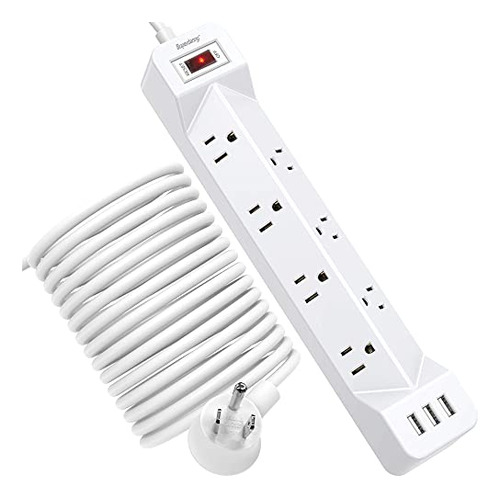 Regleta SUPERDANNY 16.5 Ft 7 Tomas y 3 USB Blanca, Protecci