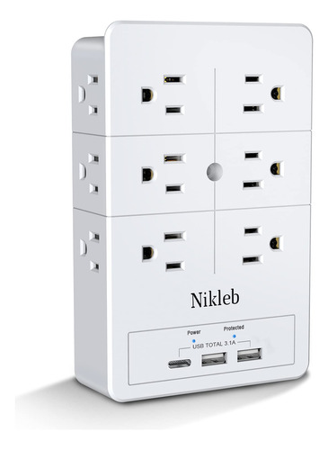 Nikleb Protector Sobretensiones Extender USB 3.1A Cargador