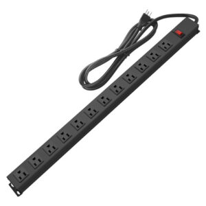 Regleta Montable de Aluminio 12 Tomas, Cable 6 Pies, 15A Ne