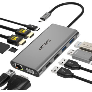 Estación de Acople USB C Dual, Hub 11 en 1 Triple Pantalla