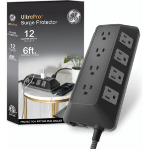 GE UltraPro Adapt Protector Sobretensión 12 Tomas Negro 74