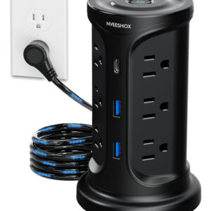 TORRE SUPRESORA SOBRETENSIONES - 12 TOMAS, 3 USB, 6.5 Ft, N