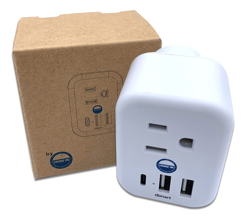 Regleta Aprobada para Crucero 6 Salidas, 2 USB-A, 1 USB-C -