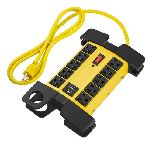 CCCEI Zapatilla Industrial Amarilla 10 Tomas USB, Protector