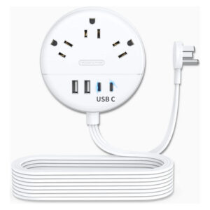 NTONPOWER Alargador Plano 15 ft, 3 Tomacorrientes 4 Puertos