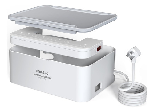 Regleta Redagod 8 Enchufes y 3 USB, con Caja, 2m, Organizad