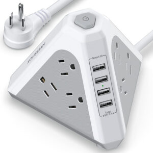 NVEESHOX Power Strip Torre Protectora Sobretensión, Negra,