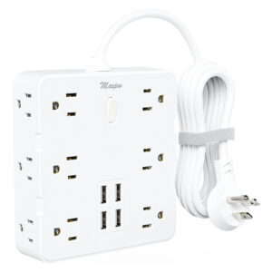 Maxpw Regleta Protectora Blanco - 12 Tomacorrientes & 4 Pue