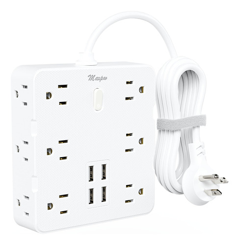 Maxpw Regleta Protectora Blanco - 12 Tomacorrientes & 4 Pue
