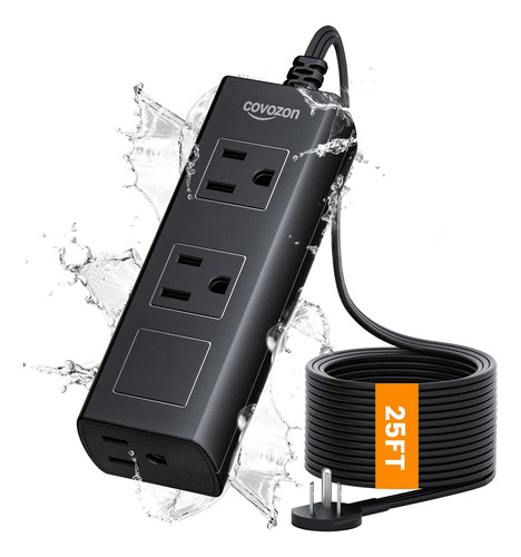 Covozon Extensión Exterior 25 FT, Cable Resistente, Negro