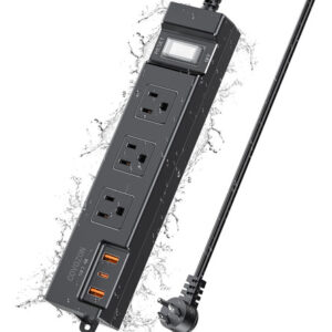 Covozon IPX6 Regleta Exterior Impermeable 3 Enchufes 3 USB,