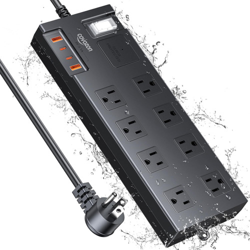Regleta De Alimentación Covozon Con Usb 12 En 1 Negro