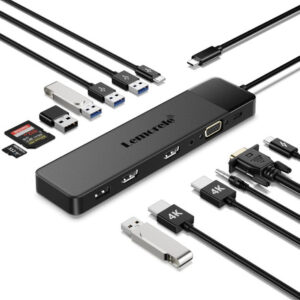 Estación de Acoplamiento USB C Lemorele 13 en 1 Triple Pan