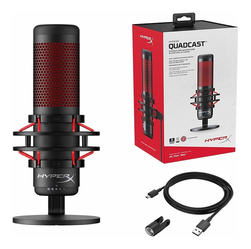 Micrófono Hyperx Quadcast Condensador Bidireccional Color Negro - Imagen 6