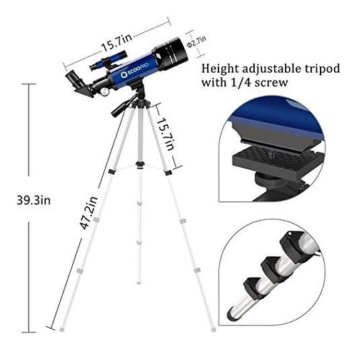 Telescopio Refractor Astronómico Ecoopro 70 Mm Con - Imagen 3
