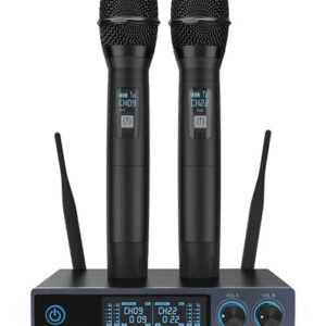 Perwhy Micrófono Inalámbrico, Metal Dual Professional Uhf Co