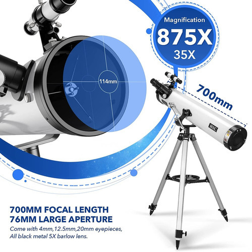 Hsl Telescopio Reflector, Apertura De 2.992 In, 27.559 In D - Imagen 3