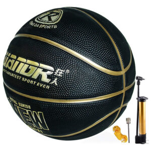 Baloncesto Tamaño 7 Con Bomba De Baloncesto De Goma Para I. Color Negro-oro