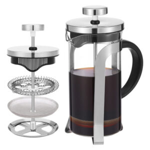 Yorseek Mini Cafetera De Prensa Francesa, 1 Tazas, Prensa D. Color Plateado