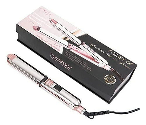 Rozamor Plancha Profesional Para Alisar El Cabello, Alisado. Color Plateado Y Rosa - Imagen 3