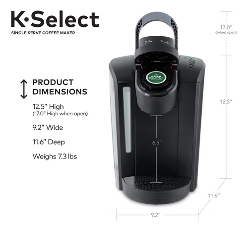 Cafetera Para Una Taza Keurig K-select Con Cápsulas K-cup,. Color Matte Black - Imagen 4