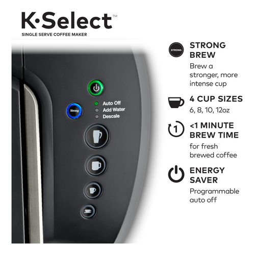 Cafetera Para Una Taza Keurig K-select Con Cápsulas K-cup,. Color Matte Black - Imagen 5