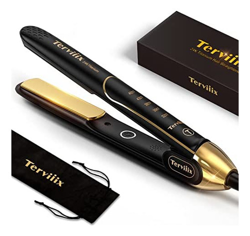 Terviiix Plancha Plana 100% Titanio, Alisador Y Rizador De . Color Negro