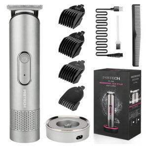 Pritech - Máquina Cortadora De Cabello Para Hombre, Recarg. Color Plateado