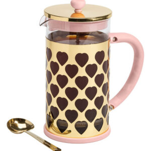 Paris Hilton Cafetera De Prensa Francesa Con Cuchara Medido. Color Dorado Y Rosado