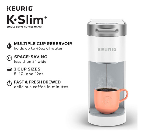 Keurig - Cafetera K-slim Para Cápsulas K-cup De Una Sola T. Color Blanco - Imagen 5