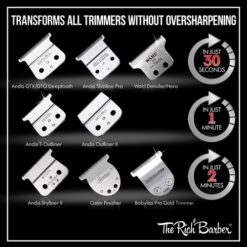 The Rich Barber Juego De Herramientas De Peluquería Profes. Color Negro - Compatible Con Andis T Outliner & Outliner Ii - Imagen 7