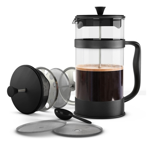 Cafetera Francesa - Para Café Espresso Y Té - por Utopi. Color Black
