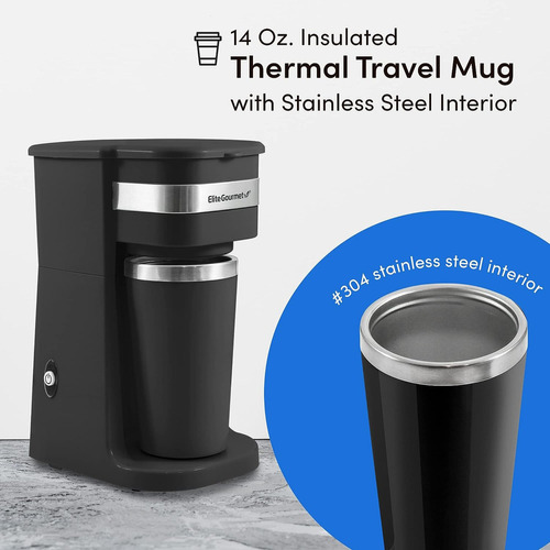 Cafetera Elite Gourmet 400ml 600w Negro, + Taza Térmica - Imagen 3