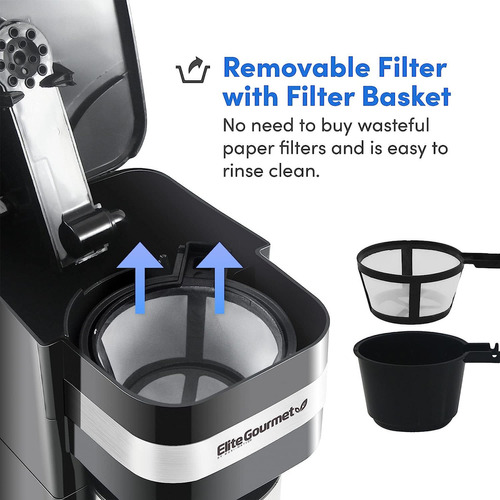 Cafetera Elite Gourmet 400ml 600w Negro, + Taza Térmica - Imagen 5