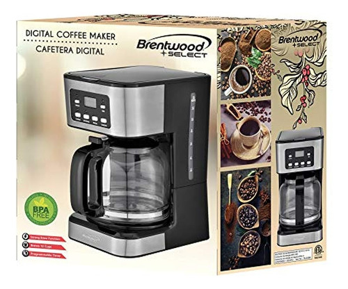 Brentwood Appliances Btwts222bk - Cafetera Digital 12 Taza. Color Negro - Imagen 3