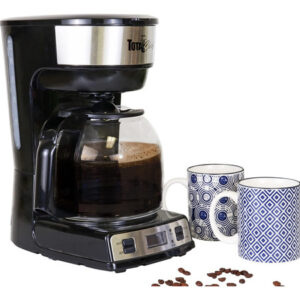 Koolatron Total Chef Cafetera Programable De 12 Tazas, Cafe. Color Acero Inoxidable