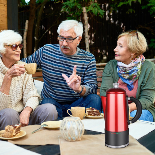 Werkweit Percolador De Café Eléctrico De 12 Tazas De Acer. Color Rojo - Imagen 8