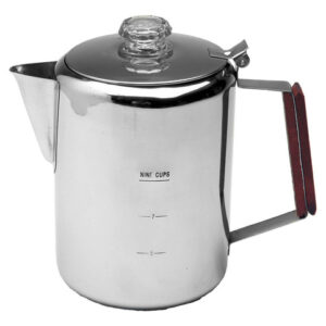 Texsport Cafetera De Acero Inoxidable De 9 Tazas Para Acamp. Color Plateado