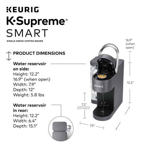 Keurig K-supreme Smart - Cafetera Inteligente, Tecnología . Color Gris - Imagen 6