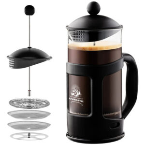 Ovente Cafetera De Prensa Francesa, Té Y Espresso, Vidrio . Color Negro