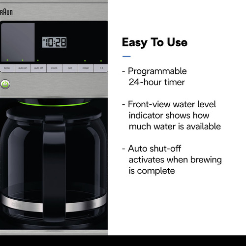 Braun Brewsense - Cafetera De Goteo De 12 Tazas, Acero Inox. Color Acero Inoxidable - Imagen 4