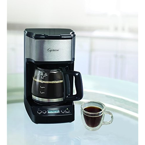 Mini Cafetera De Goteo De 5 Tazas, Negra Y Acero Inoxidable