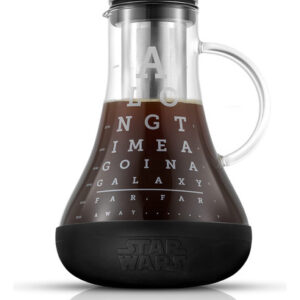 Joyjolt Star Wars - Cafetera Fría Filtro De Café Frío E Iusor De 1,5 L. Cafetera Helada De Vidrio Para Té Helado, Jarra De Cerveza Fría De Star Wars Y Accesorios De Cocina De Star Wars