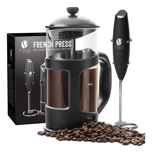 Bean Envy Cafetera De Prensa Francesa Para Preparar Café, . Color Juego De Cafetera Y Espumador De Leche