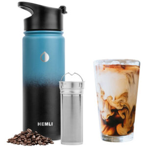 Hemli Cafetera De Botella De Preparación Fría, 18 Onzas, . Color Azul Negro